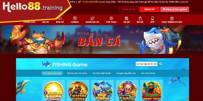 Khám phá sảnh Bắn Cá HELLO88